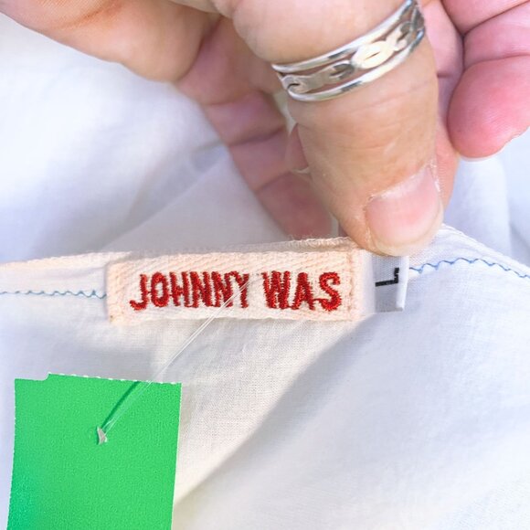 Johnny Was White Embroidered Boho Tunic Top - Size L - Picture 6 of 7